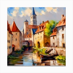 Riverside Town Canvas Print