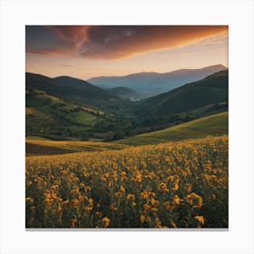 Sunset In Tuscany Farm Canvas Print