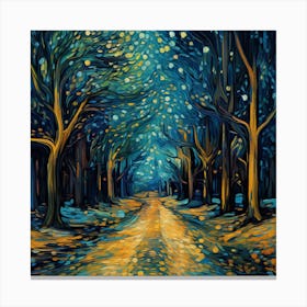 Starry Night In The Forest Canvas Print