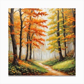 Forest In Autumn In Minimalist Style Square Composition 300 Canvas Print