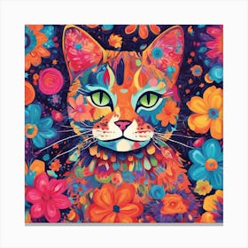 Flower Power Cat Art Print (8) Canvas Print