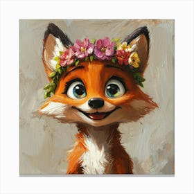 Fox In Flower Crown 3 Leinwandbilder