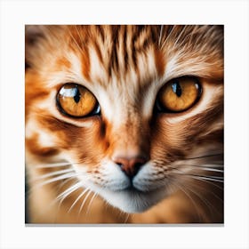 Front Facing Adorable Little Orange Tabby Cat With Big Eyes, Dry Brush Watercolor Art, Soft, Wispy, Canvas Print
