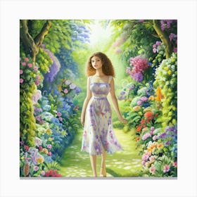 Girl In The Garden 2 Canvas Print