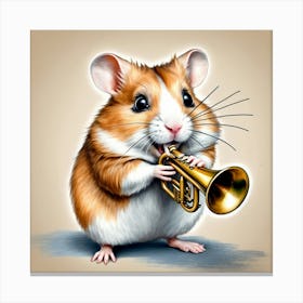 Hamster Playing A Trumpet 3 Canvas Print