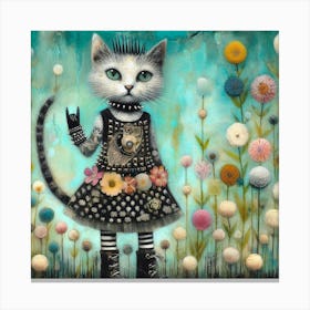 Cute punk cat Canvas Print