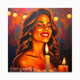 Girl With Candles Canvas Print