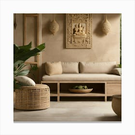 Ultra Realistic Photo Of Bali Inspired Cream Stone (9) Canvas Print