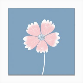 A White And Pink Flower In Minimalist Style Square Composition 8 Canvas Print