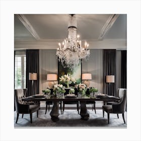 700562 Elegant Dining Room With Crystal Chandelier, Dark Xl 1024 V1 0 Canvas Print