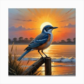 Bird And The Setting Sun Art Print 1 Canvas Print