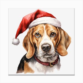 Beagle Christmas Hat 5 Canvas Print