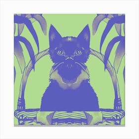 Cat Meow Pastel Green 3 Canvas Print
