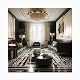 Black And Gold Living Room 5 Canvas Print