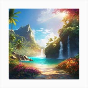 Waterfall In The Jungle 21 Canvas Print