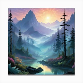 The Soft Glow Of Dawn Peak Canvas Print