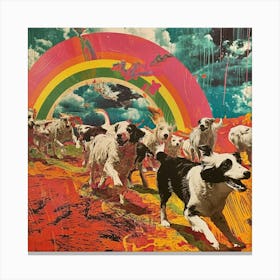 Sheep Dog Rainbow Collage 1 Canvas Print