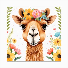 Floral Baby Camel Nursery Illustration (7) Canvas Print