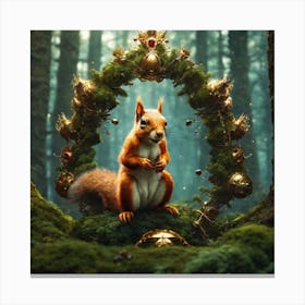 Squirrel In Forest Epic Royal Background Big Royal Uncropped Crown Royal Jewelry Robotic Nature Canvas Print