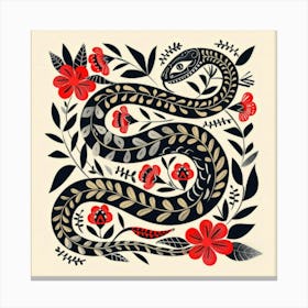 Snake And Flowers 4 Canvas Print