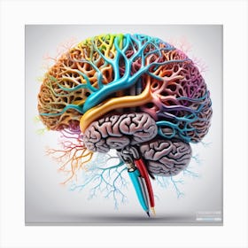 Human Brain With A Pencil Canvas Print