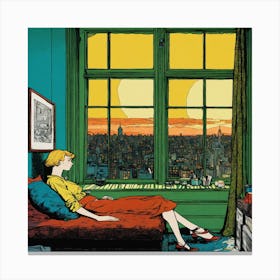 Girl In A Window Canvas Print