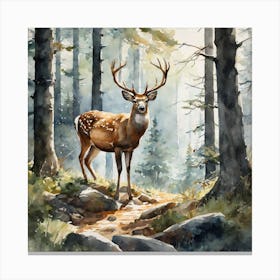 Deer In The Woods 73 Canvas Print