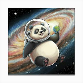 A Whimsical Illustration Of A Chubby Panda Floatin Canvas Print