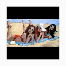 Three Girls In The Sand Canvas Print