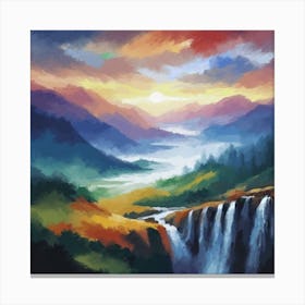 Waterfall Painting Canvas Print