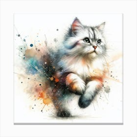 Cat Watercolour Art Print 4 Canvas Print