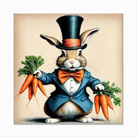 Rabbit With Carrots 15 Canvas Print