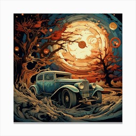 Car In The Moonlight Canvas Print