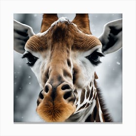 A Close Up Of A Majestic Giraffe, Capturing Its Intense Gaze And Powerful Presence Canvas Print