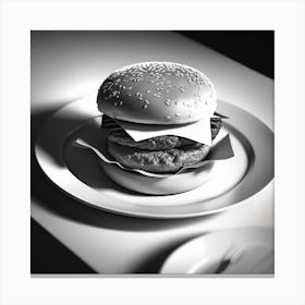 Black And White Burger 1 Canvas Print