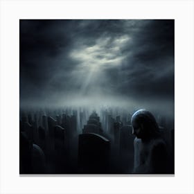 Dark Night In The Cemetery Canvas Print