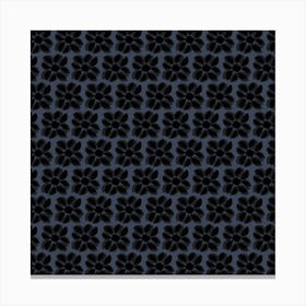 Black And Blue Floral Pattern Canvas Print