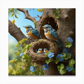 Birds In The Nest Canvas Print
