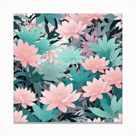 Pink Lotus Flower Seamless Pattern Canvas Print