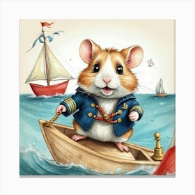 Hamster In A Boat 9 Canvas Print