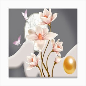 Lilies flowers And Butterflies Canvas Print