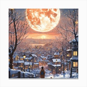 Full Moon In The Snow Canvas Print