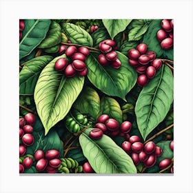 Coffee Berries Seamless Pattern 1 Canvas Print