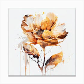 Watercolor Gold Flower Abstract Canvas Print