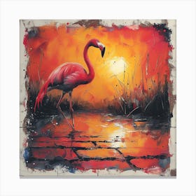 Flamingo At Sunset Canvas Print