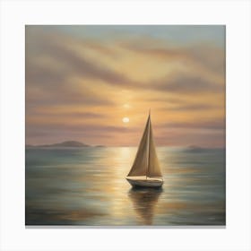 Sailboat At Sunset 2 Canvas Print