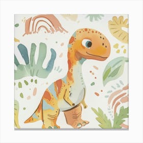Allosaurus Dinosaur Muted Pastels Pattern 1 Canvas Print