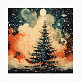 Retro Watercolour Tannenbaum Canvas Print