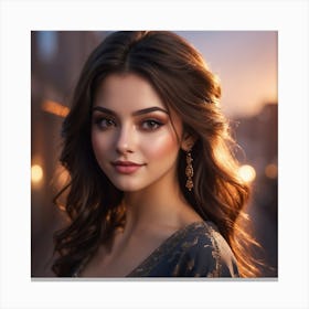 Beautiful Woman With Long Hair Canvas Print