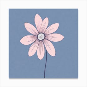 A White And Pink Flower In Minimalist Style Square Composition 487 Canvas Print